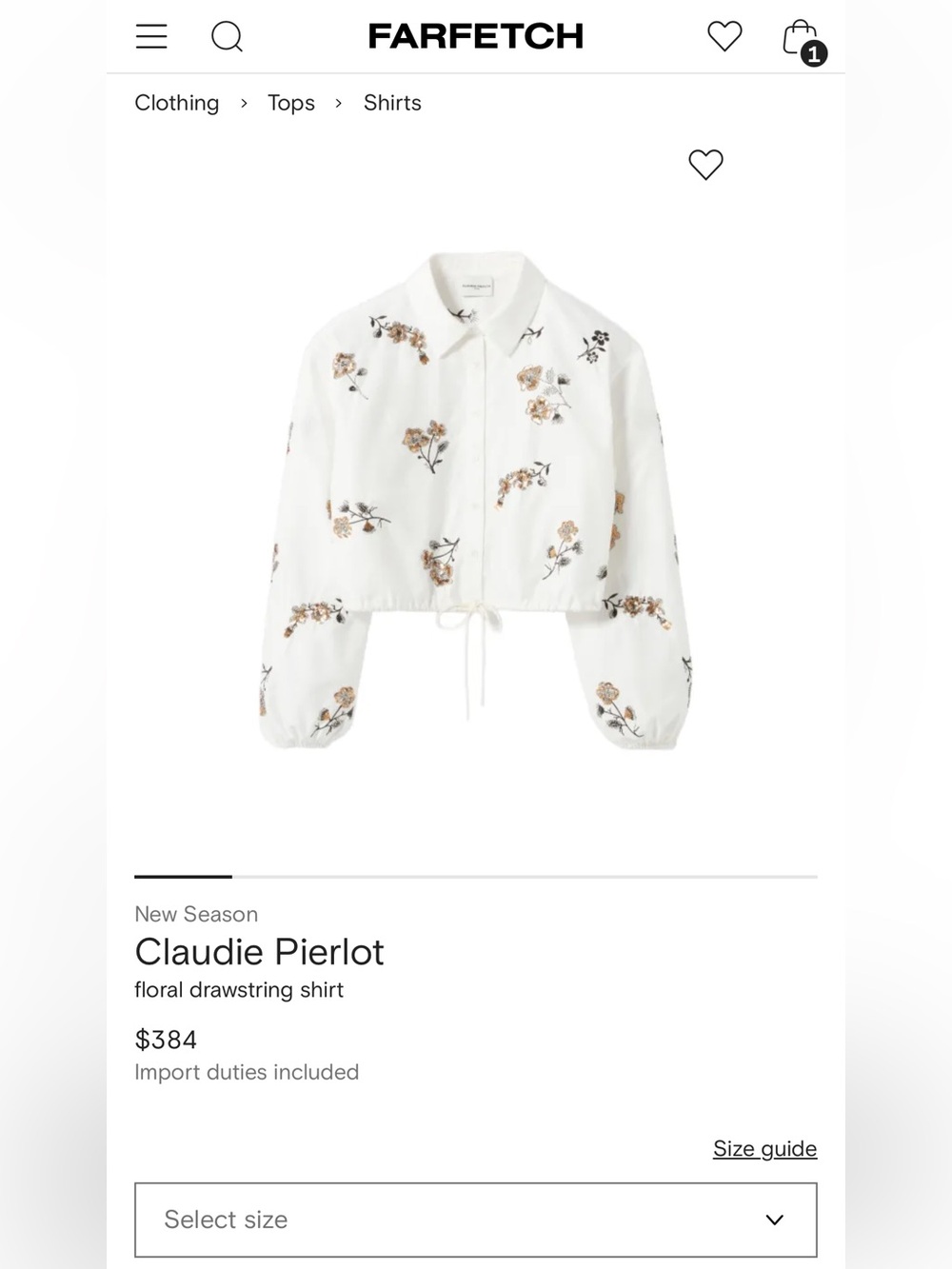 Claudie Pierlot
floral drawstring shirt 2026